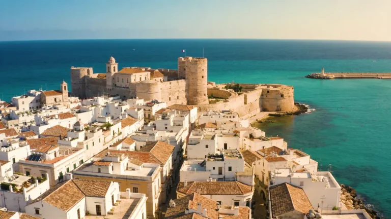 Buy property in Gallipoli Puglia — view of the old town island and Ionian sea coast