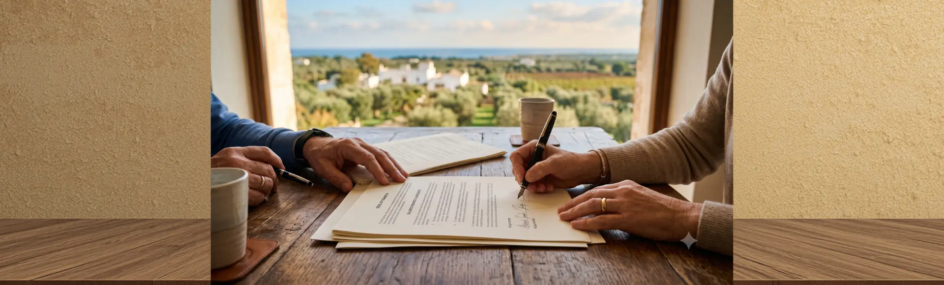 Signing property purchase documents in Italy
