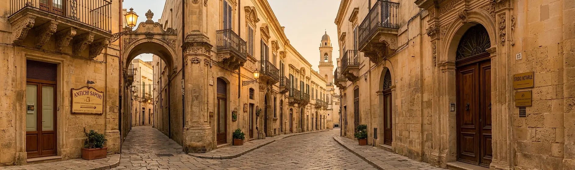 Golden-hour view of Lecce's baroque historic centre
