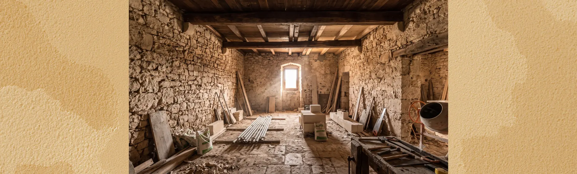 Interior restoration of a stone building in Puglia